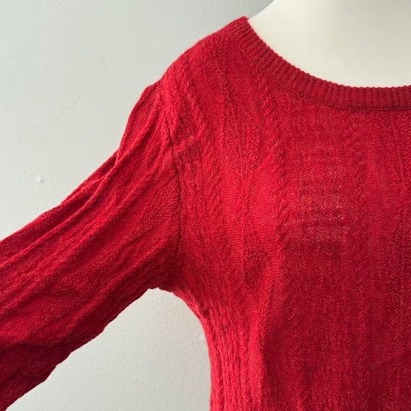 Peruvian Connection Sweater 100% Baby Alpaca Wool Red Lightweight Sweater Large - Picture 3 of 10